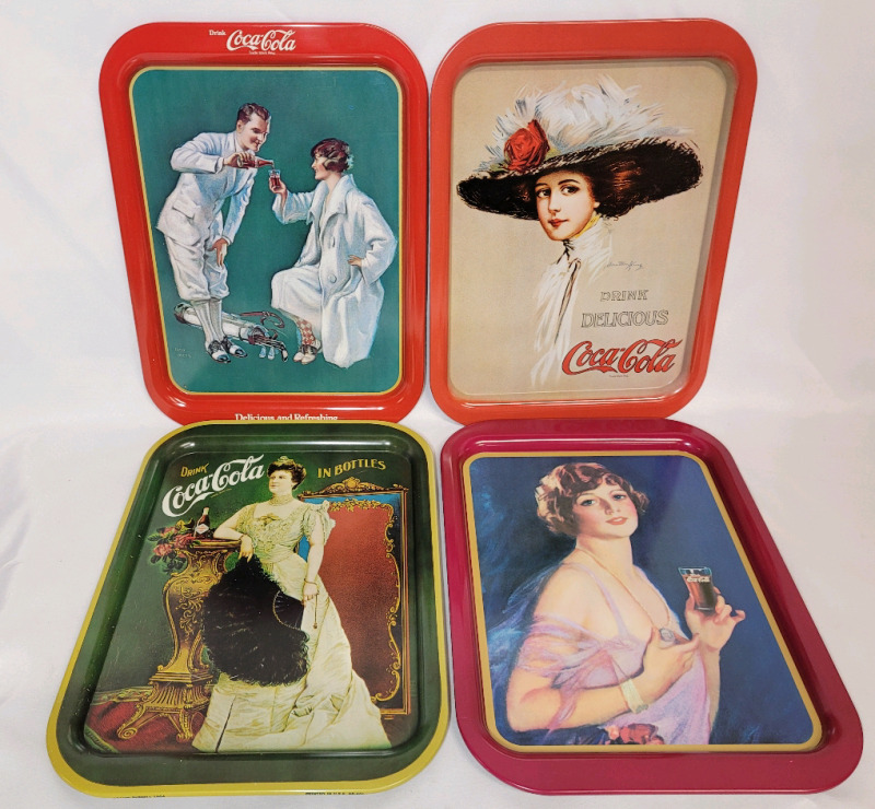 Coca-Cola 10 3/4"&times;14 3/4" Advertising Drink Trays , Four (4) Trays