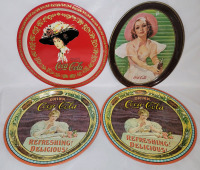 Coca-Cola Round & Oval Advertising Drink Trays , Four (4) Trays