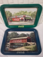 2 Vintage Coca-Cola Collectible Metal Trays - 17.5"&times;13"