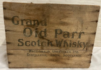 Vintage wooden Grand Old Parr Scotch Whisky Crate
