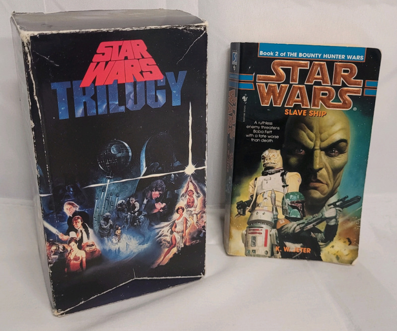 Vintage Star Wars VHS Movie Trilogy Episodes IV , V & VI plus Star Wars Slave Ship Novel