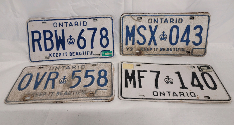Vintage Ontario License Plates , Four (4) Pairs