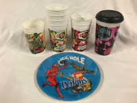 McDonalds Collector&rsquo;s Cups Flintstones Jurassic Park & NHL & Black Hole Paper Plates