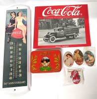 Vintage COCA-COLA Collectables : Thermometer, Its Vehicles in Photos Books, Mini Mirrors +