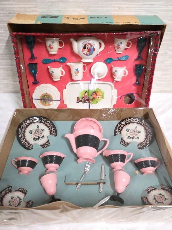 2 Vintage Children's Toy Tea Sets - Plastic