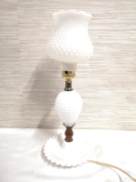 Vintage Milk Glass Table Lamp with Hobnail Style - Working