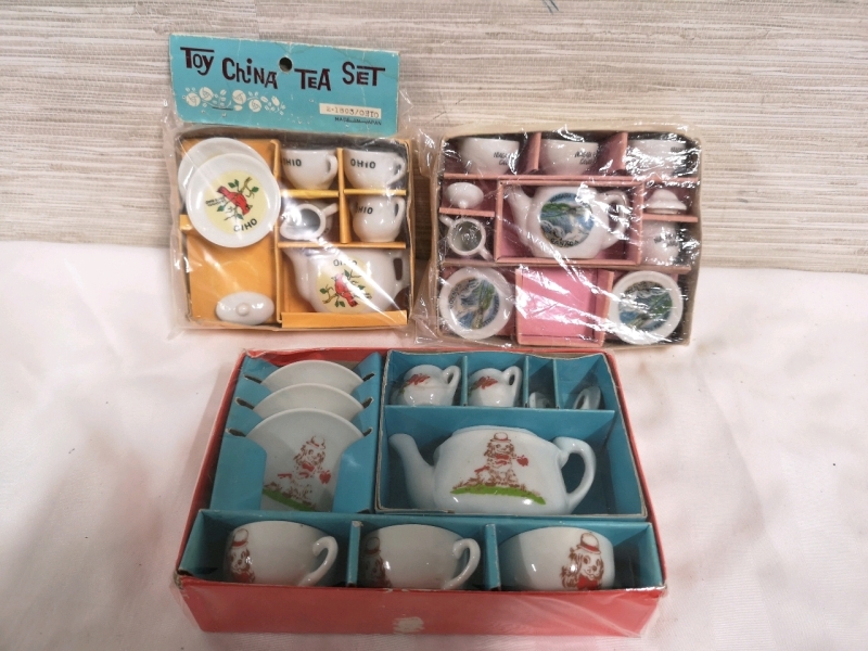 3 Vintage Children's Toy Miniature Tea Sets