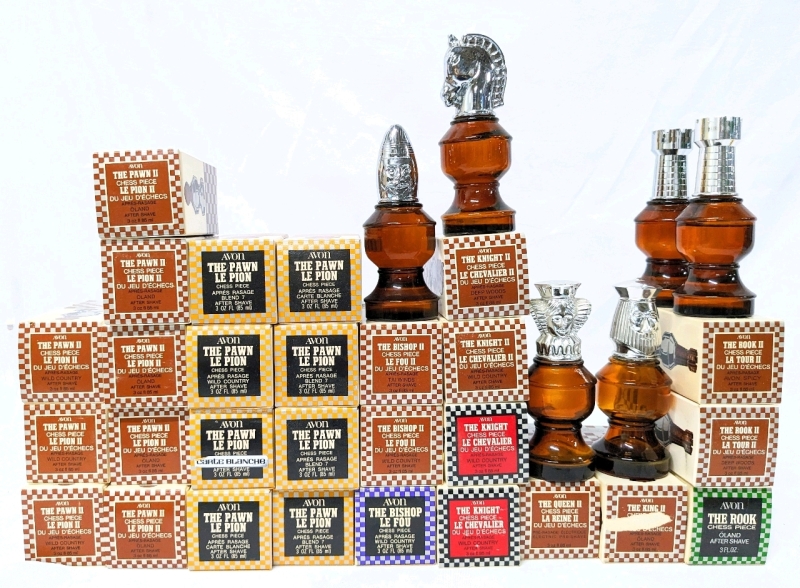 34 Vintage AVON Chess Piece Cologne Bottles