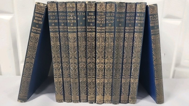 10 Vintage Rudyard Kipling Hardcover Books