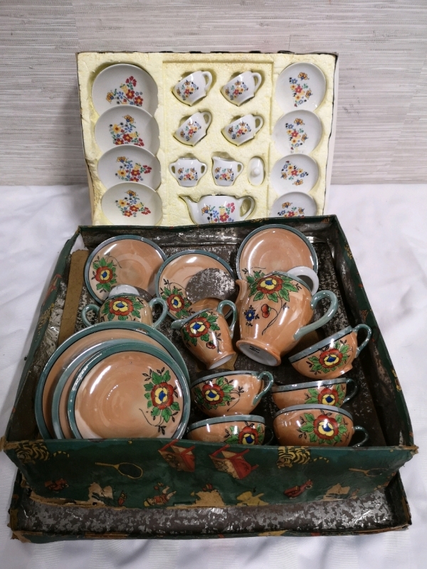 2 Vintage Children's Toy Tea Sets - Made in Japan