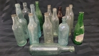 15 Vintage Glass Bottles - 7"-9.5" Tall