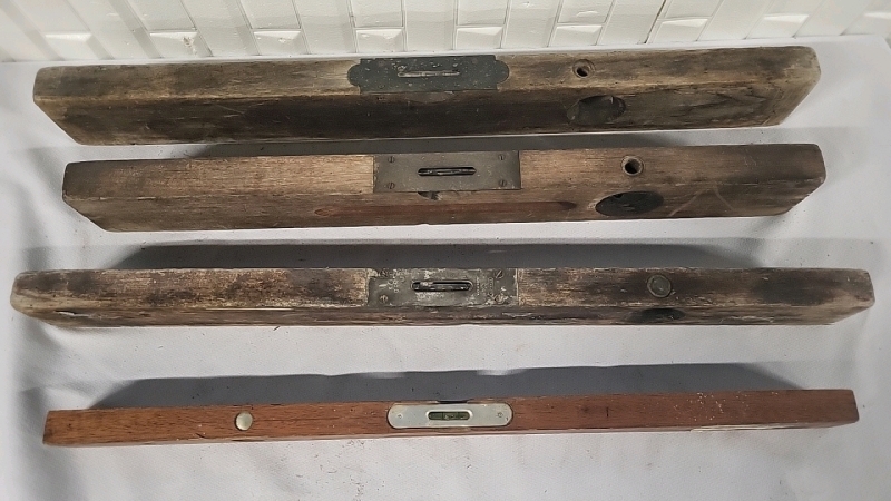 4 Vintage Wood Levels - 22"-24"