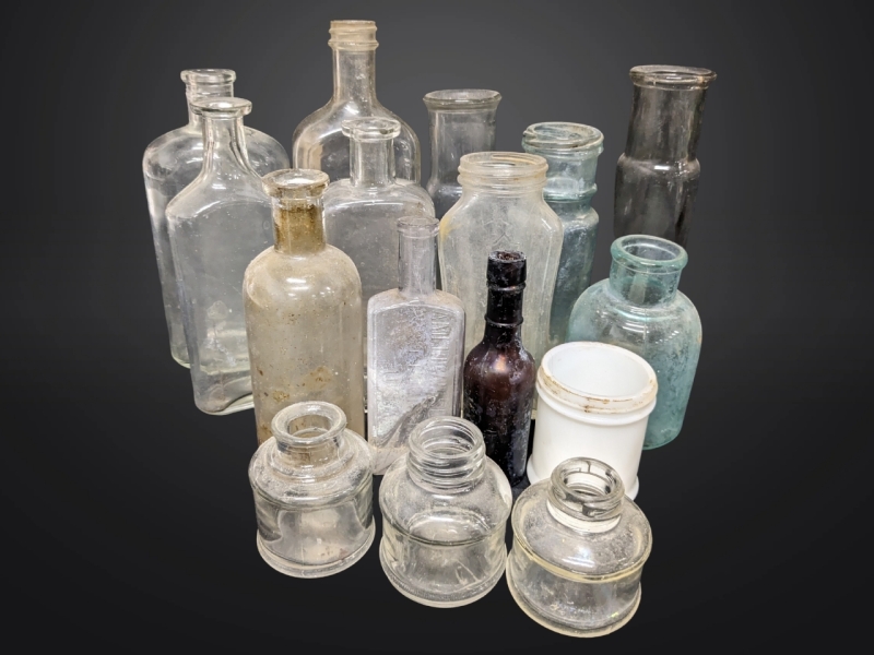 Collection of Vintage Glass Bottles & Jars