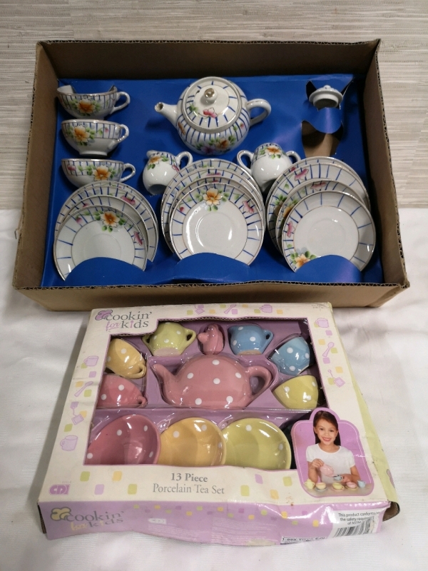 2 Vintage Children's Toy Tea Sets - Made in Japan