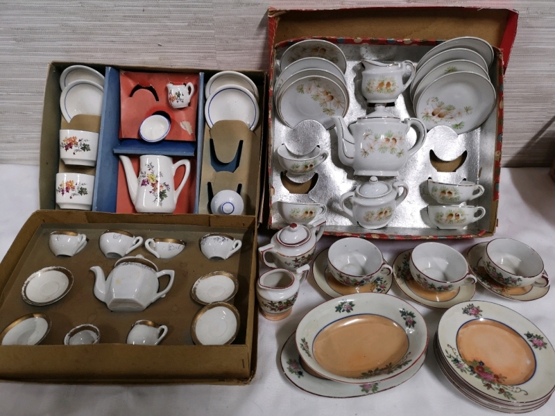 4 Vintage Children's Toy Tea Sets - Japan