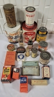 Lot of Vintage Brand Tins , Boxes & Bottles