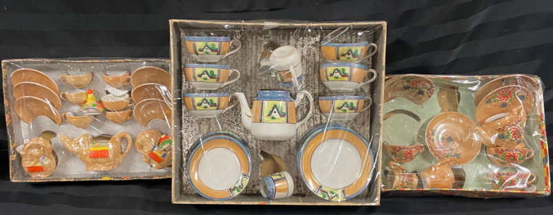 3 China toy tea sets