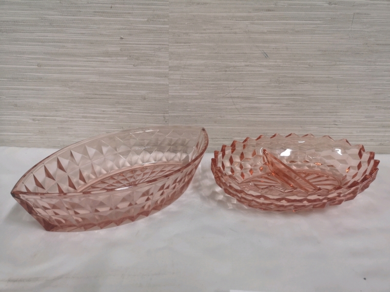 2 Vintage Pink Depression Glass