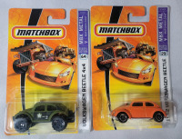 MatchBox MBX Metal Diecast Cars in Package . VW Beetle 4&times;4 & 1962 VW Beetle