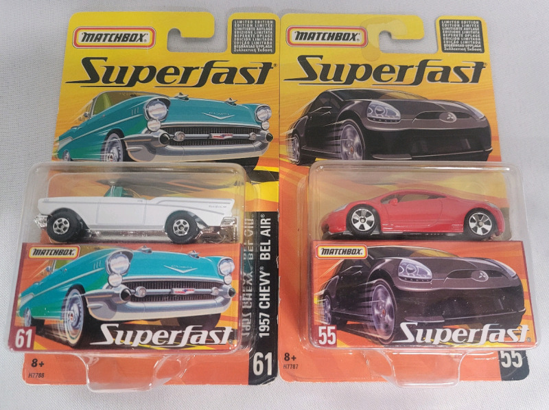MatchBox Superfast Diecast Cars in Sealed Package . 1957 Belair & Mitsubishi Eclipse