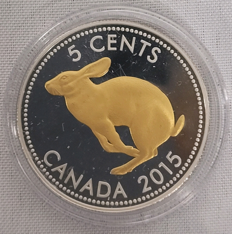 2015 Canadian Silver " Legacy of the Canadian Nickel " 5 Cent Rabbit Pure Silver Coin