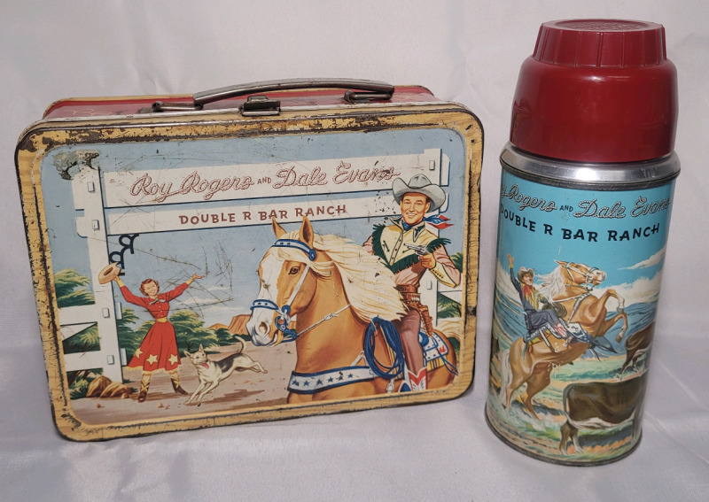 Vintage 1955 Roy Rogers and Dale Evans Double R Bar Ranch Lunch Box & Thermos