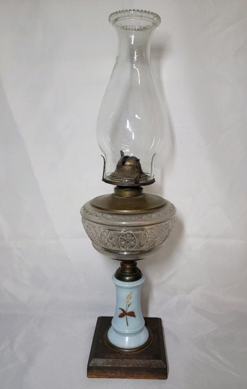 Vintage Oil Lamp with Chimney , measures 20" tall
