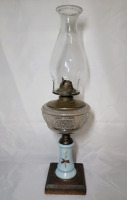 Vintage Oil Lamp with Chimney , measures 20" tall