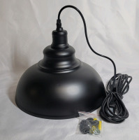 Industrial Metal Light Shade w/Light Hardware , Black Outside / White Inside . New