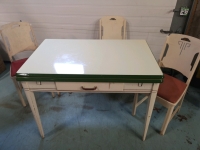 Vintage Enamel Top Table with 3 Chairs