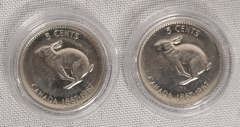 1967 (1876-) Canadian 5 Cent Nickel Coins in Case , Uncirculated