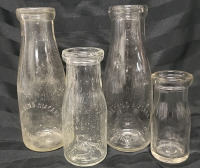 4 Vintage Milk Bottles - From Niagara Region - 5"-8.5" Tall