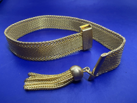 Golden wide Mesh Bracelet with Tassel