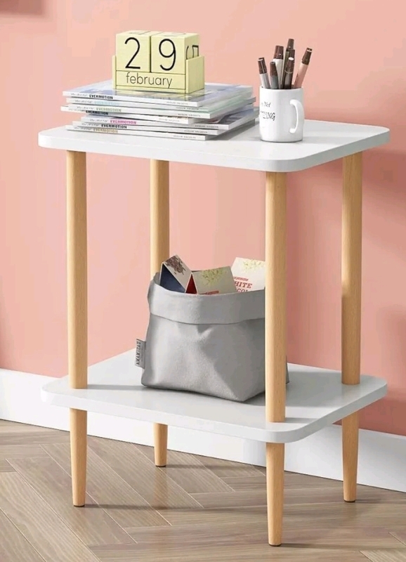 Exilot 2-Tier Wooden Side Table / Nightstand Bedside Table . Measures 15"&times;21"&times;11"