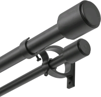 Kemmie 1" Window Treatment Curtain Rod with Cylindrical Cap Finials. 72-144"