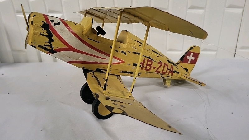 Vintage Wood & Metal Airplane Model