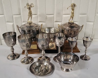 Vintage Golf Trophies & Cups - Mostly Silver Plate