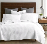 Levtex Cross Stitch Bright White Full/Queen Cotton Quilt Set, White
