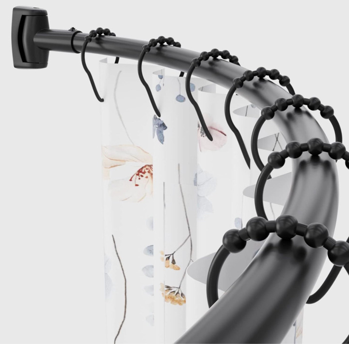 Chrsouly Adjustable Curved Shower Curtain Rod - Black