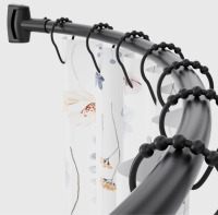 Chrsouly Adjustable Curved Shower Curtain Rod - Black
