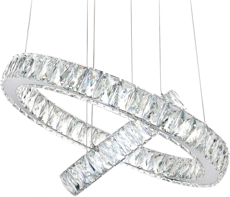 Modern Crystal Chandelier Ceiling Light 19.5" Diameter