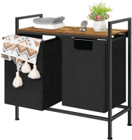 Double Laundry Hamper 2 Section Laundry Sorter with Top Shelf and Removable Bags