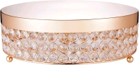 Warm Gold Cake Stand / Display Stand with Shining Crystal Beads 15.5" Diameter 4" Tall