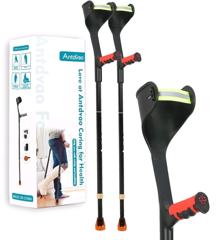Antdvao Forearm Crutches Pair, Folding, Adjustable, Lightweight Crutches with Rubber Handles
