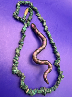 Vintage Malachite necklace Native made painted snake brooch