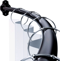 Adjustable Black Matte Hinged Curved Shower Curtain Rod up to 65" wide