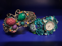 Rhinestone Hinged Butterfly Cuff Enamel Rhinestone Watch Cuff