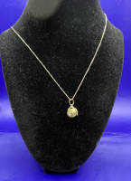 Leaf wrapped Crackle Crystal 925 Sterling box chain
