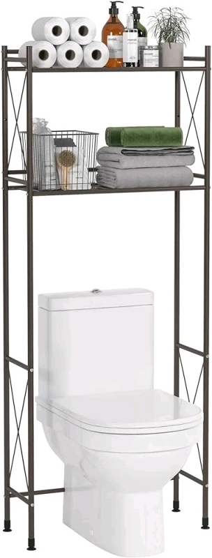 TZAMLI Over The Toilet Storage Shelf, 2-Tier Bathroom Organizer