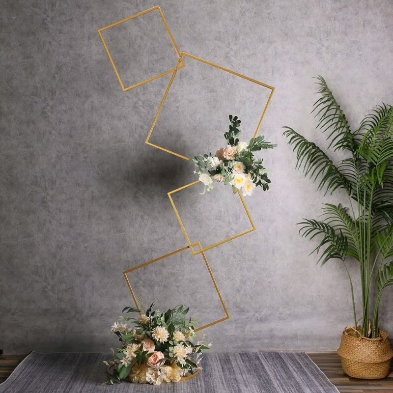 YALLOVE 6.25' High Metal Square Pillar Flower Stand